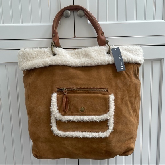 H by Halston Handbags - H by Halston NWT Suede & Fleece Shopper/Tote